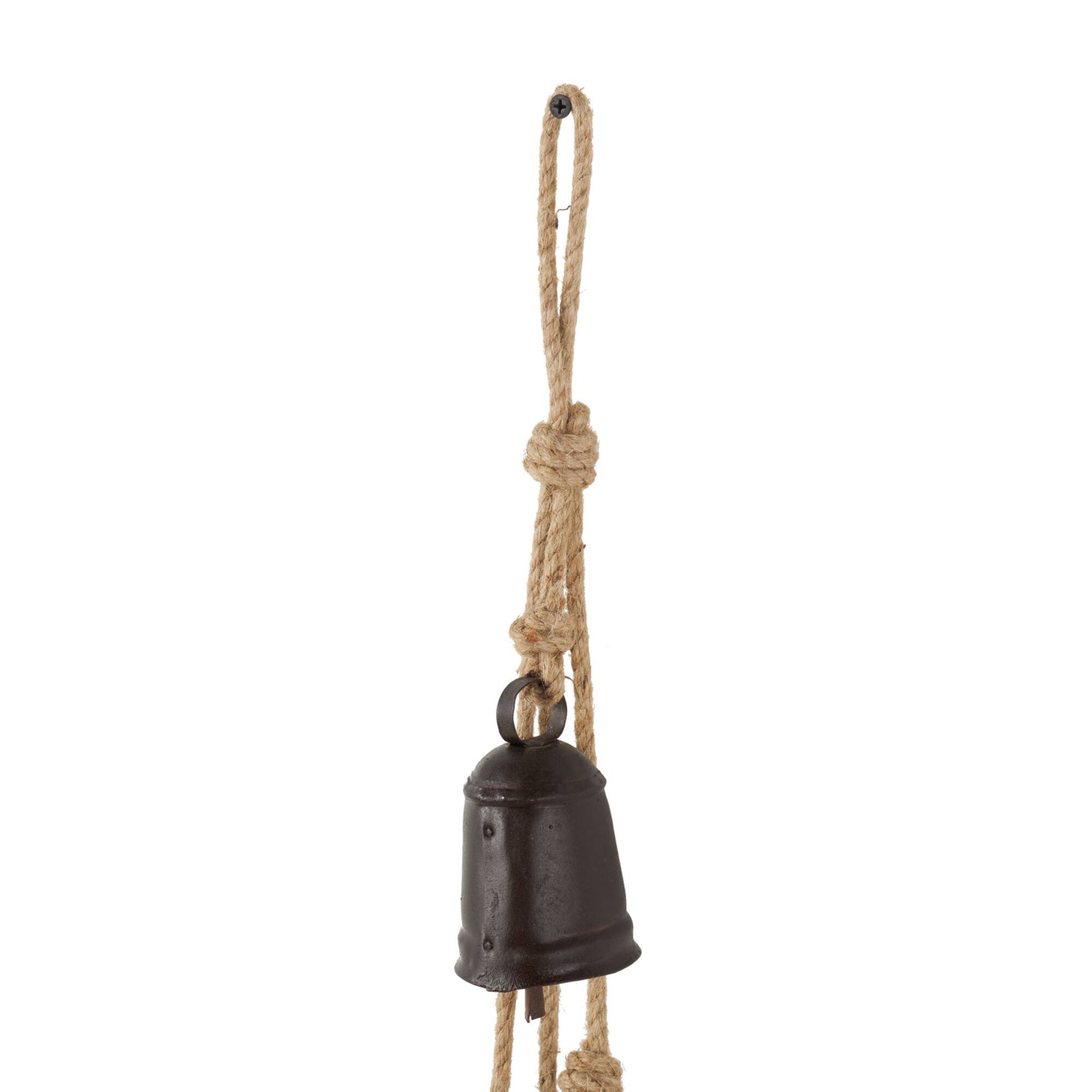 29" Metal Handmade Decorative Cow Bell with Jute Hanging Rope